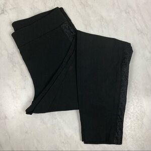 I•N•C: Floral Lace Trim Detail Stretchy Pull On Solid Black Skinny Pants Size 10
